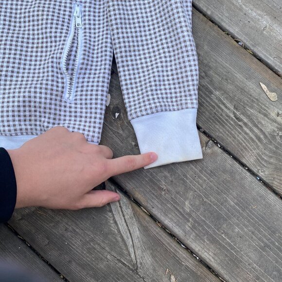 Vintage Stussy Plaid Hoodie Sweatshirt Medium Monogram White - Picture 9 of 12